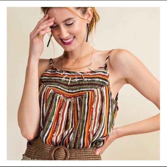 KismetsKloset Tops - 💥🔥CLEARANCE SALE🌟⚡️The SERAFINA Striped Smocked Top-LAST ONE ☝️